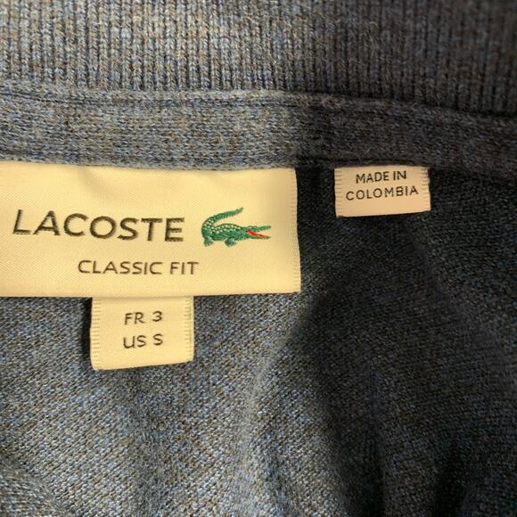 LACOSTE Size S Navy Cotton Half Placket Polo - Picture 4 of 5